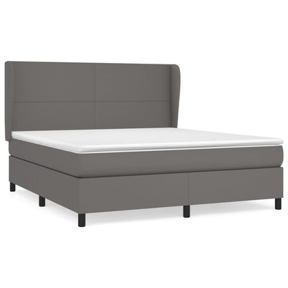 Boxspringbett mit Matratze Grau 180x200 cm Kunstleder