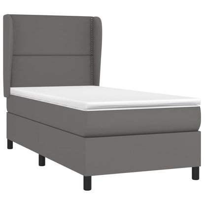 Boxspringbett mit Matratze Grau 90x200 cm Kunstleder