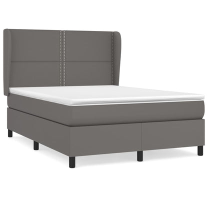 Boxspringbett mit Matratze Grau 140x200 cm Kunstleder