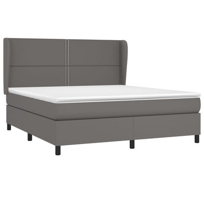 Boxspringbett mit Matratze Grau 180x200 cm Kunstleder