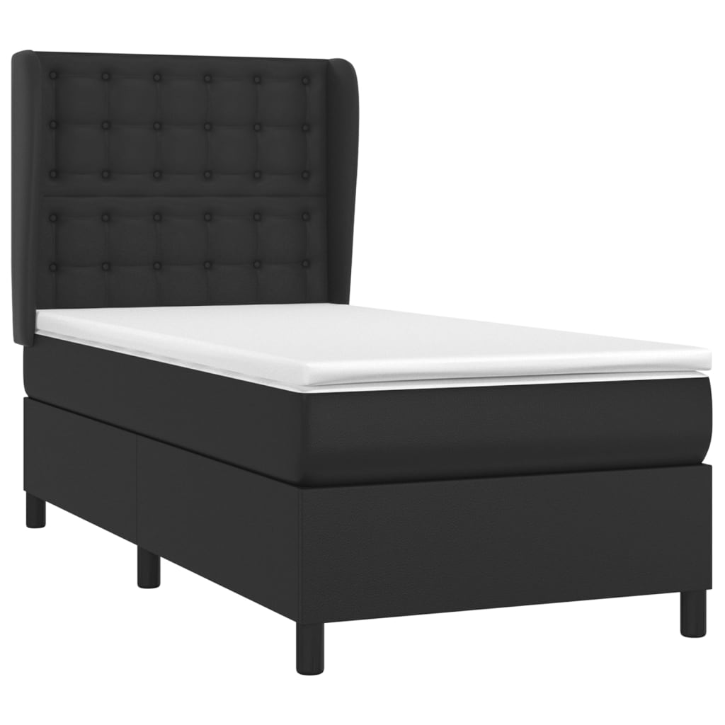 Boxspringbett mit Matratze Schwarz 90x200 cm Kunstleder