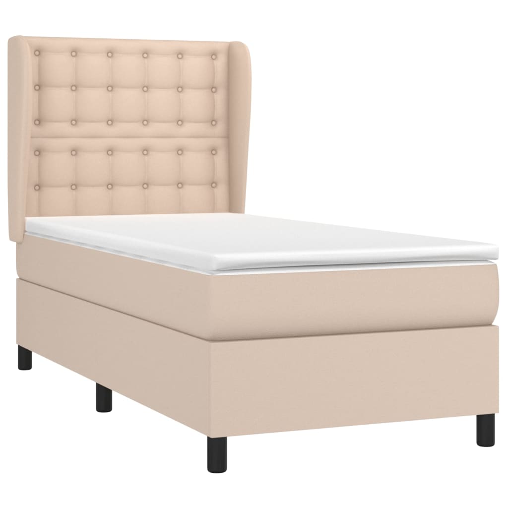 Boxspringbett mit Matratze Cappuccino-Braun 90x200cm Kunstleder