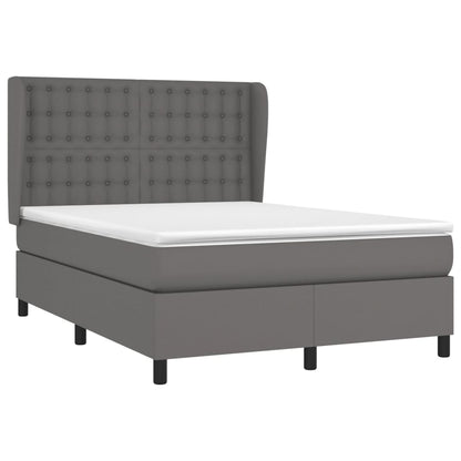 Boxspringbett mit Matratze Grau 140x200 cm Kunstleder