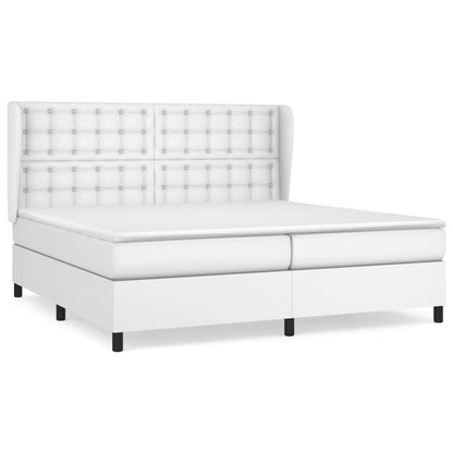 Box spring bed with mattress white 200x200 cm artificial leather