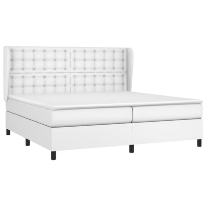 Box spring bed with mattress white 200x200 cm artificial leather