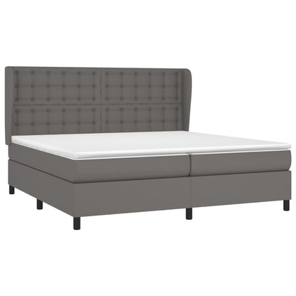 Boxspringbett mit Matratze Grau 200x200 cm Kunstleder