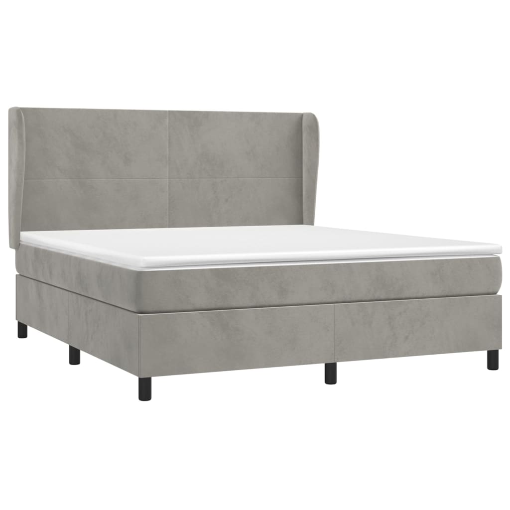 Box spring krevet s madracem svijetlo sivi 160x200 cm baršun