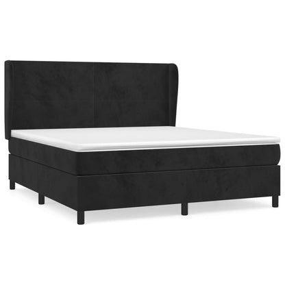 Box spring bed with mattress black 160x200 cm velvet