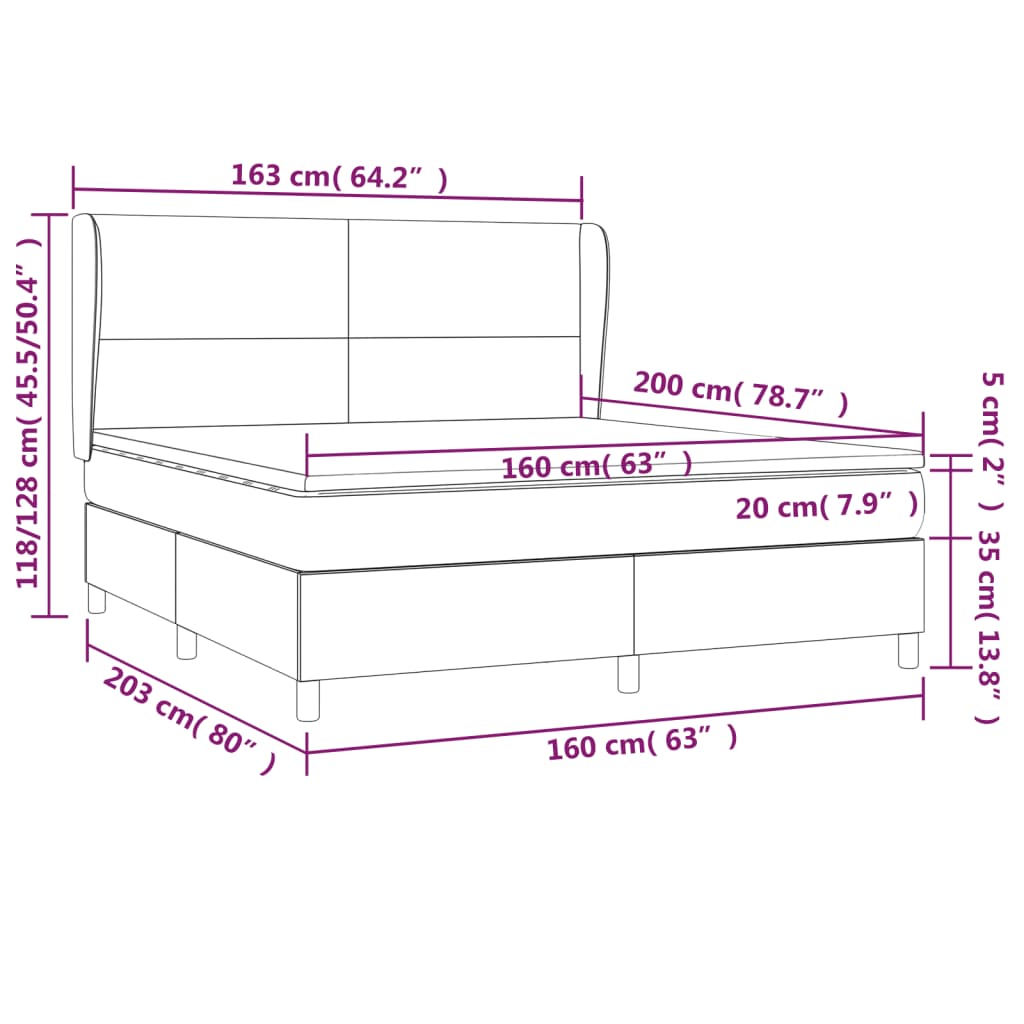 Boxspringbett mit Matratze Dunkelblau 160x200 cm Samt