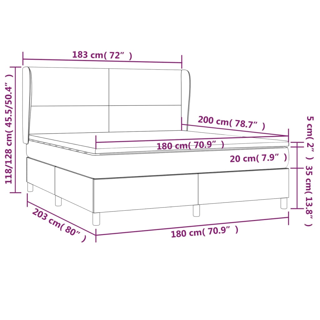 Boxspringbett mit Matratze Hellgrau 180x200 cm Samt