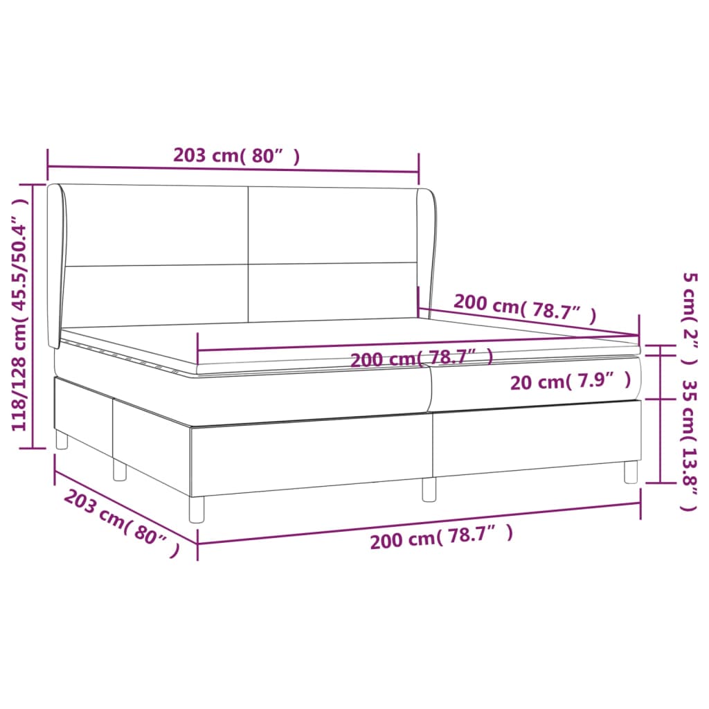 Boxspringbett mit Matratze Schwarz 200x200 cm Samt