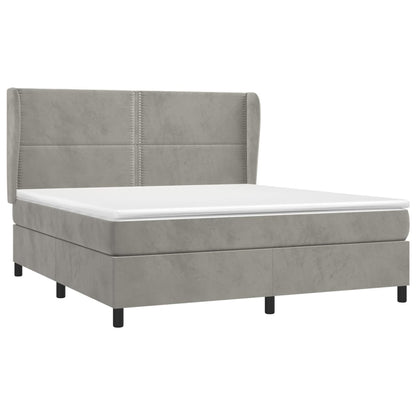 Boxspringbett mit Matratze Hellgrau 160x200 cm Samt