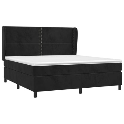 Box spring bed with mattress black 160x200 cm velvet