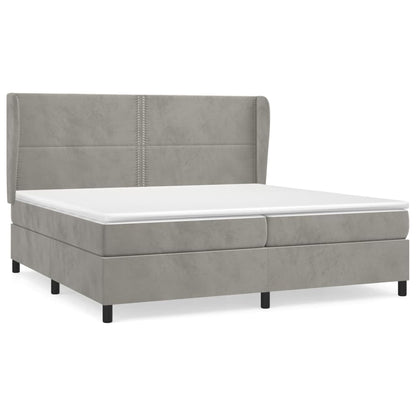 Box spring krevet s madracem svijetlo sivi 200x200 cm baršun