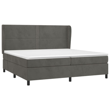 Box spring krevet s madracem tamno sivi 200x200 cm baršun