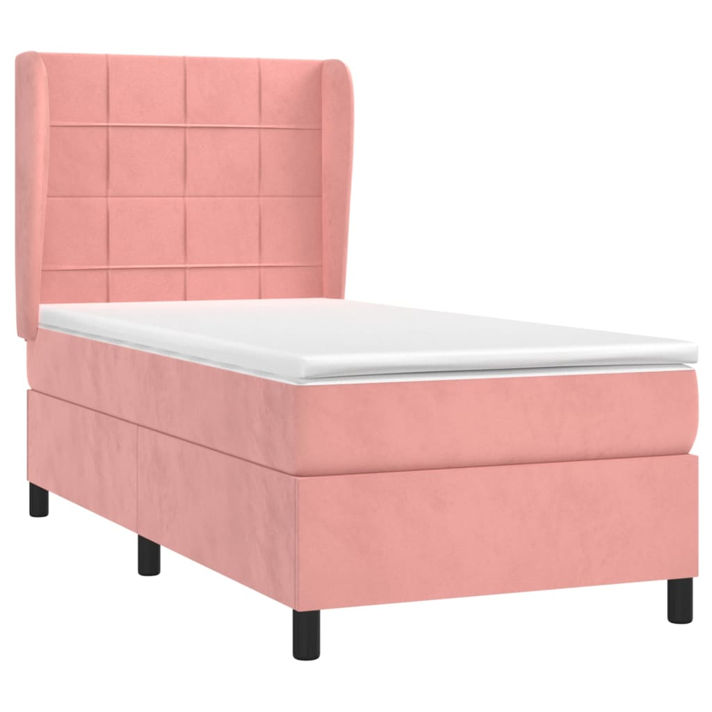 Boxspringbett mit Matratze Rosa 90x200 cm Samt