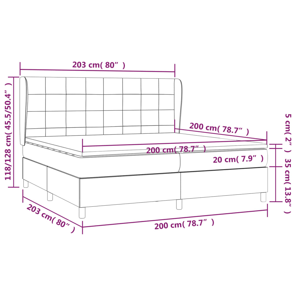 Box spring krevet s madracem tamno sivi 200x200 cm baršun