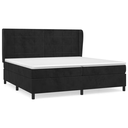 Box spring bed with mattress black 200x200 cm velvet