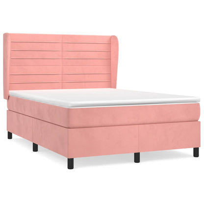 Boxspringbett mit Matratze Rosa 140x200 cm Samt