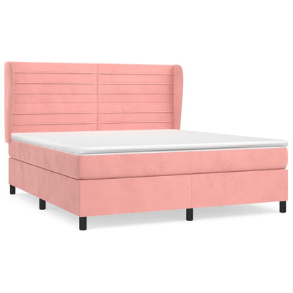 Boxspringbett mit Matratze Rosa 160x200 cm Samt