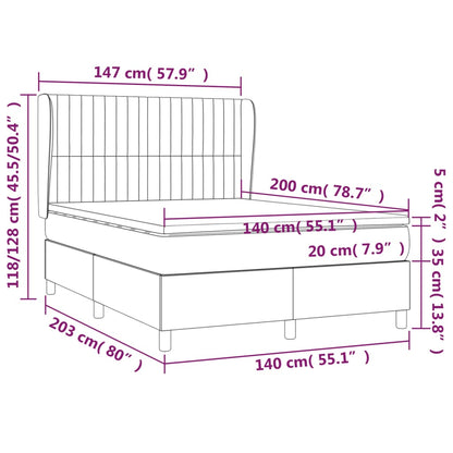 Boxspringbett mit Matratze Hellgrau 140x200 cm Samt