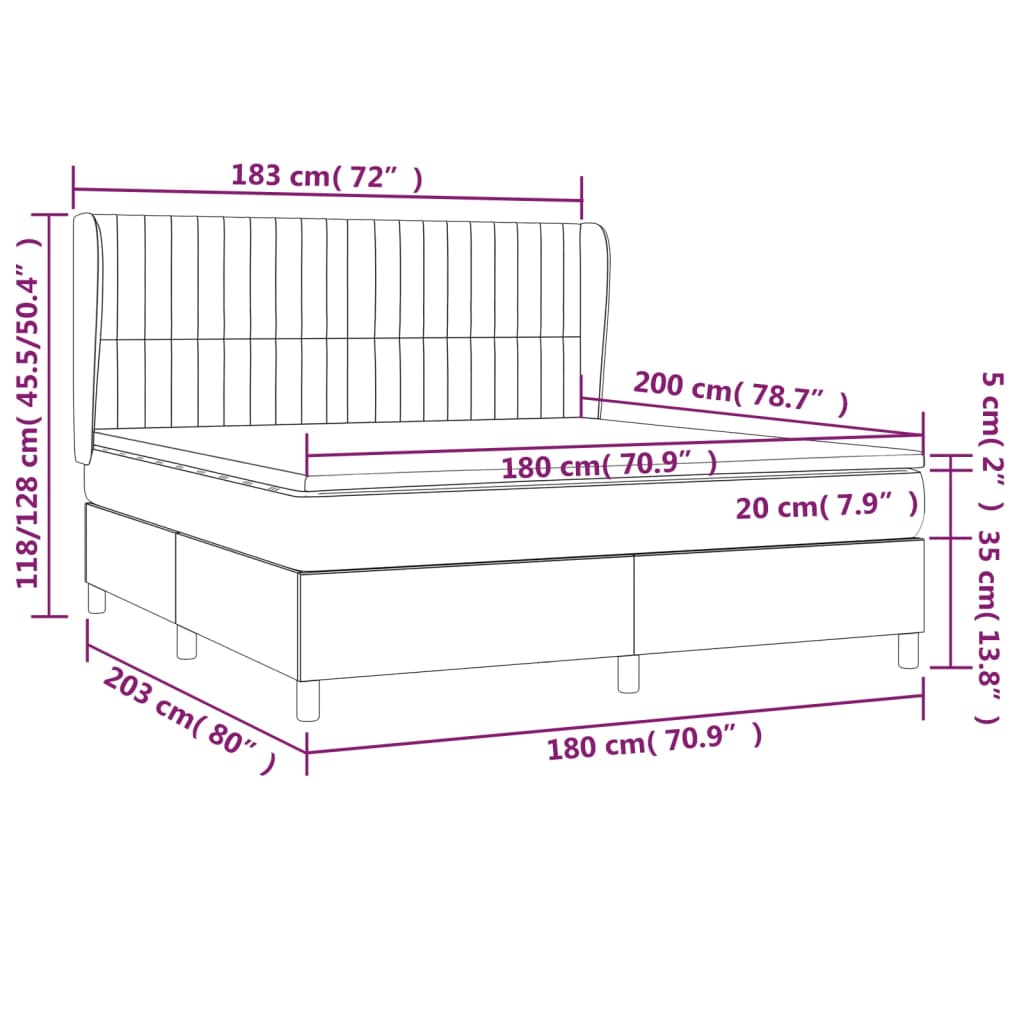 Boxspringbett mit Matratze Hellgrau 180x200 cm Samt