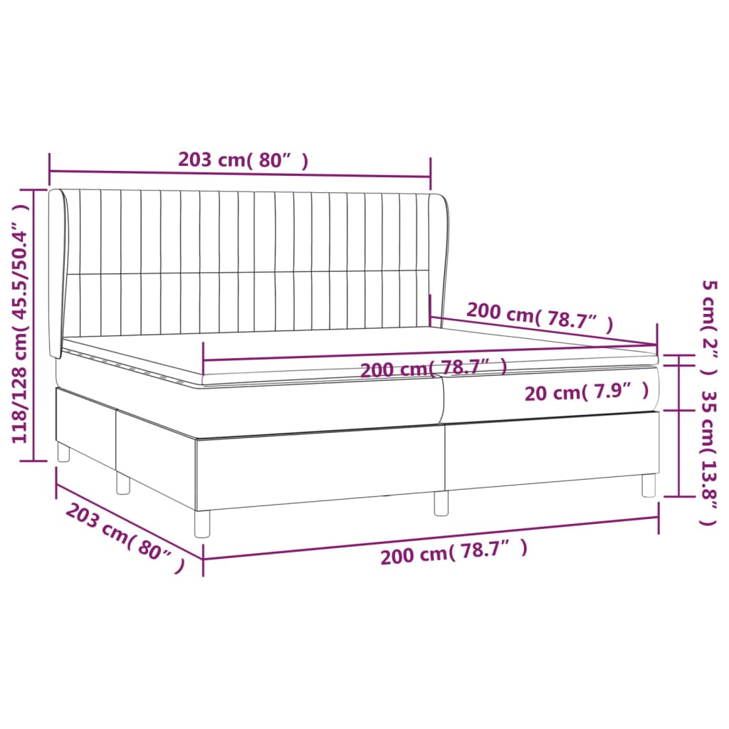 Box spring krevet s madracem tamno sivi 200x200 cm baršun