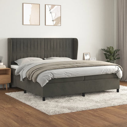 Box spring krevet s madracem tamno sivi 200x200 cm baršun