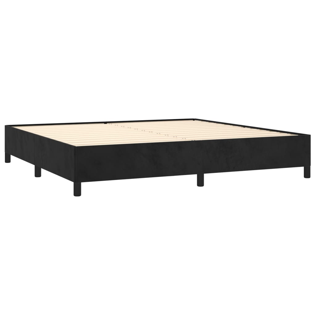 Box spring krevet s madracem od crnog baršuna 200x200 cm