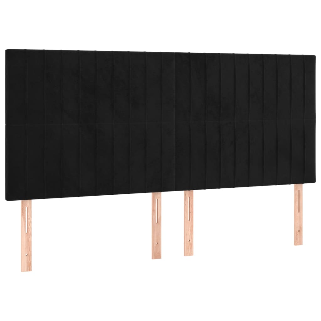 Box spring krevet s madracem od crnog baršuna 200x200 cm