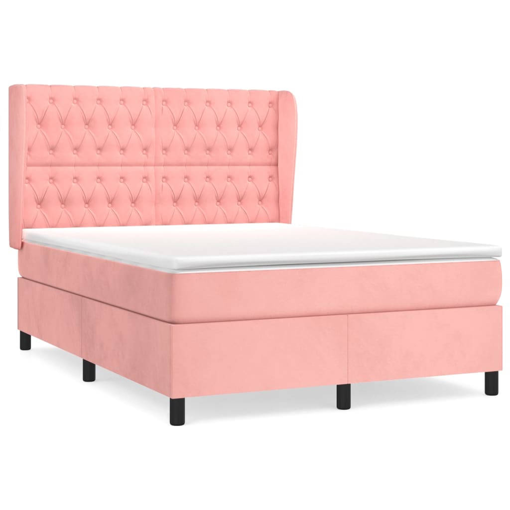 Boxspringbett mit Matratze Rosa 140x200 cm Samt