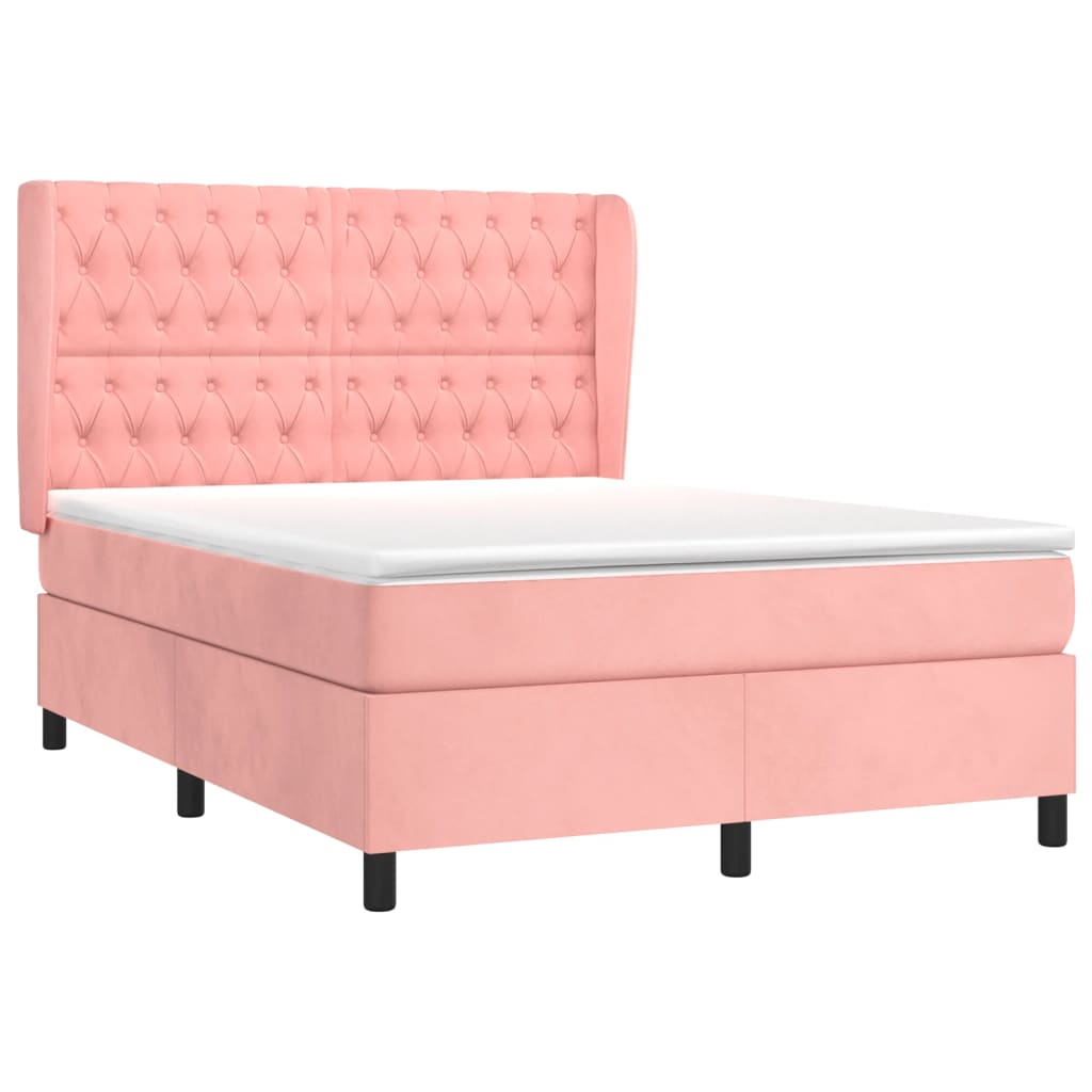 Boxspringbett mit Matratze Rosa 140x200 cm Samt