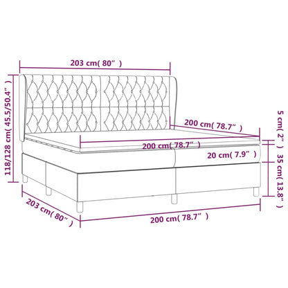 Box spring bed with mattress dark grey 200x200 cm velvet