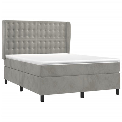 Boxspringbett mit Matratze Hellgrau 140x200 cm Samt