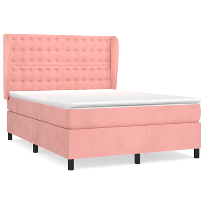 Boxspringbett mit Matratze Rosa 140x200 cm Samt