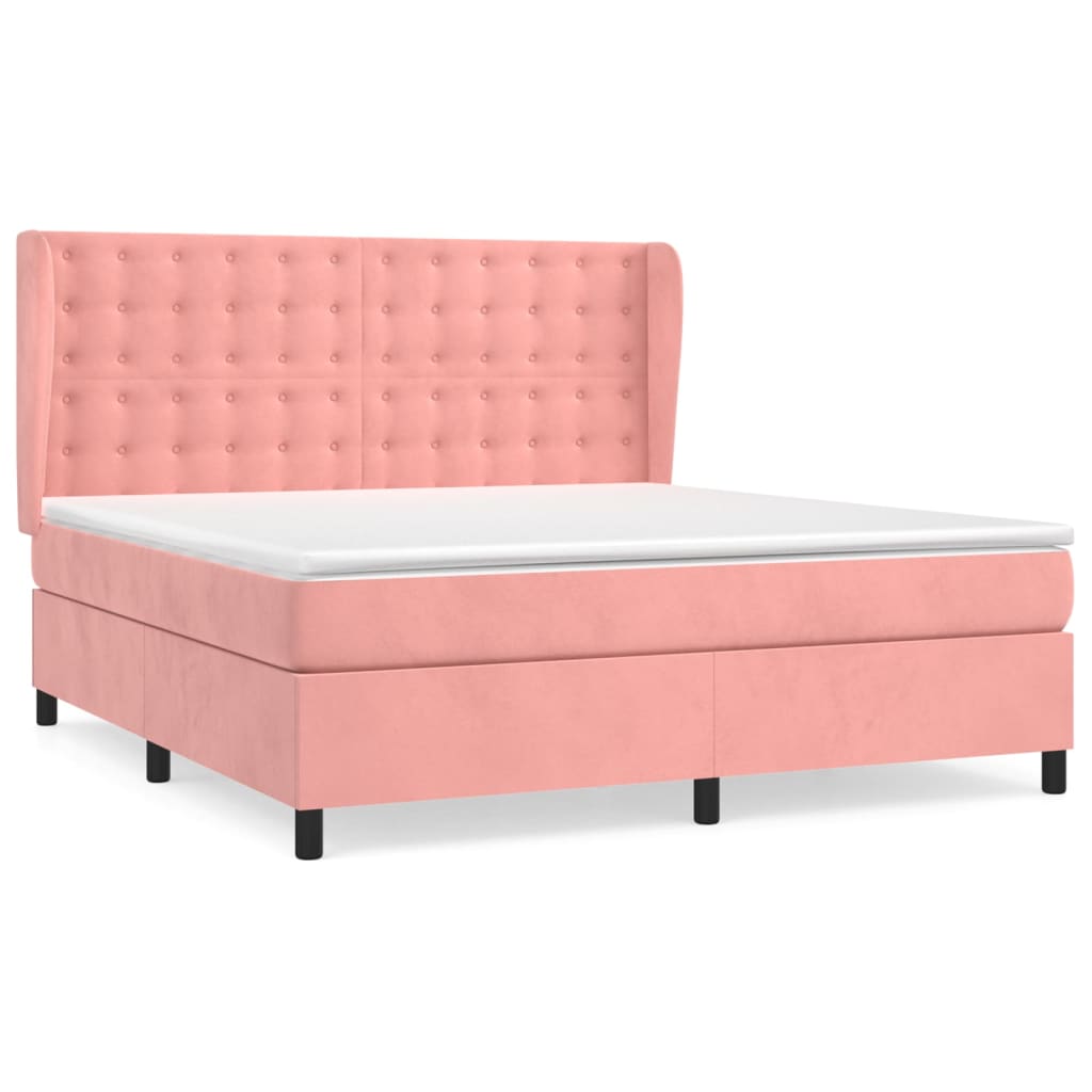 Boxspringbett mit Matratze Rosa 180x200 cm Samt