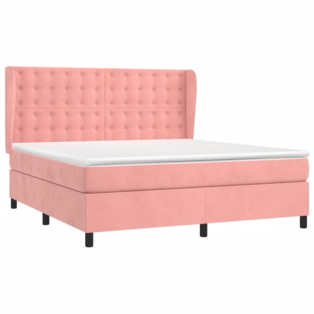 Boxspringbett mit Matratze Rosa 180x200 cm Samt