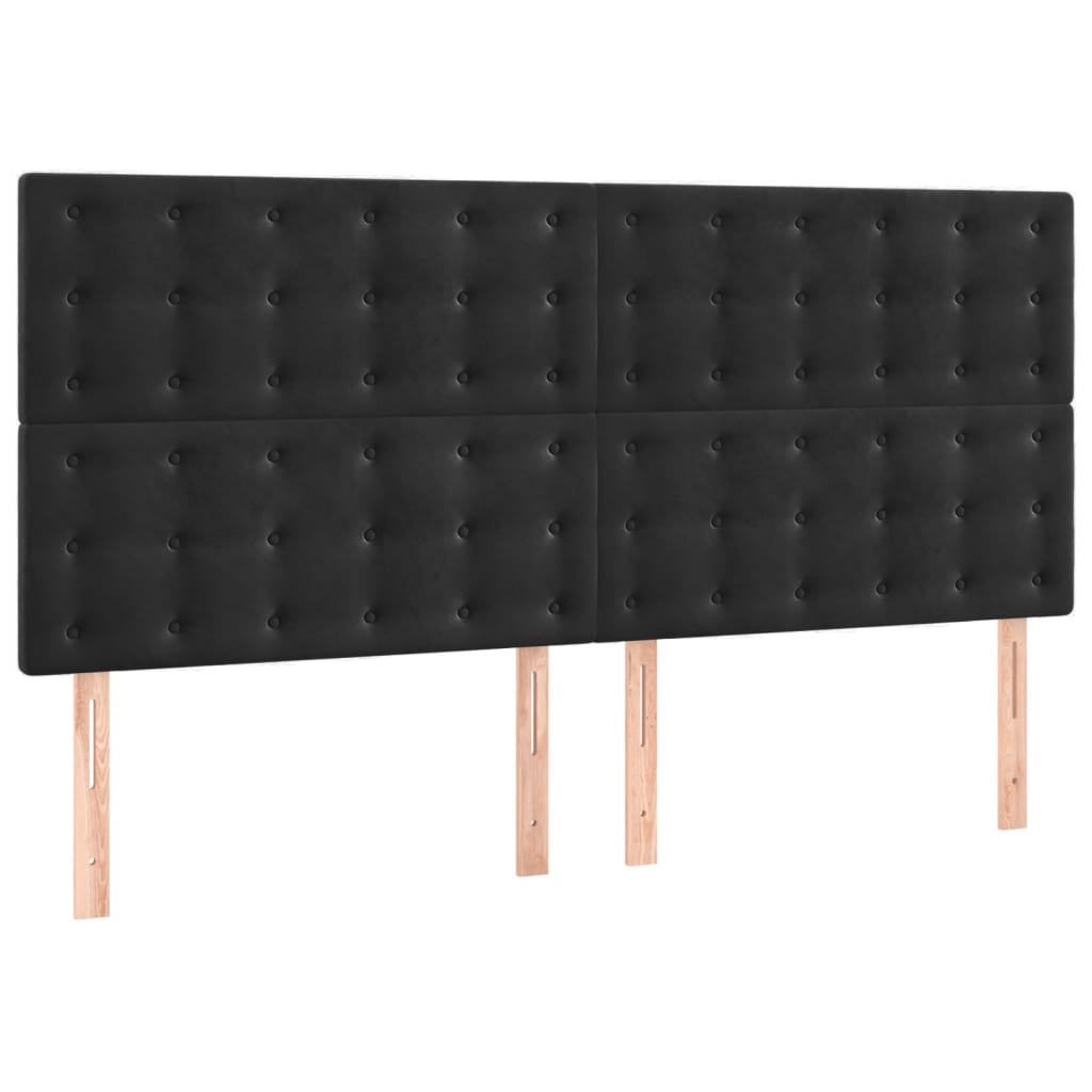 Box spring krevet s madracem od crnog baršuna 200x200 cm