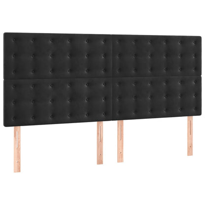 Box spring krevet s madracem od crnog baršuna 200x200 cm