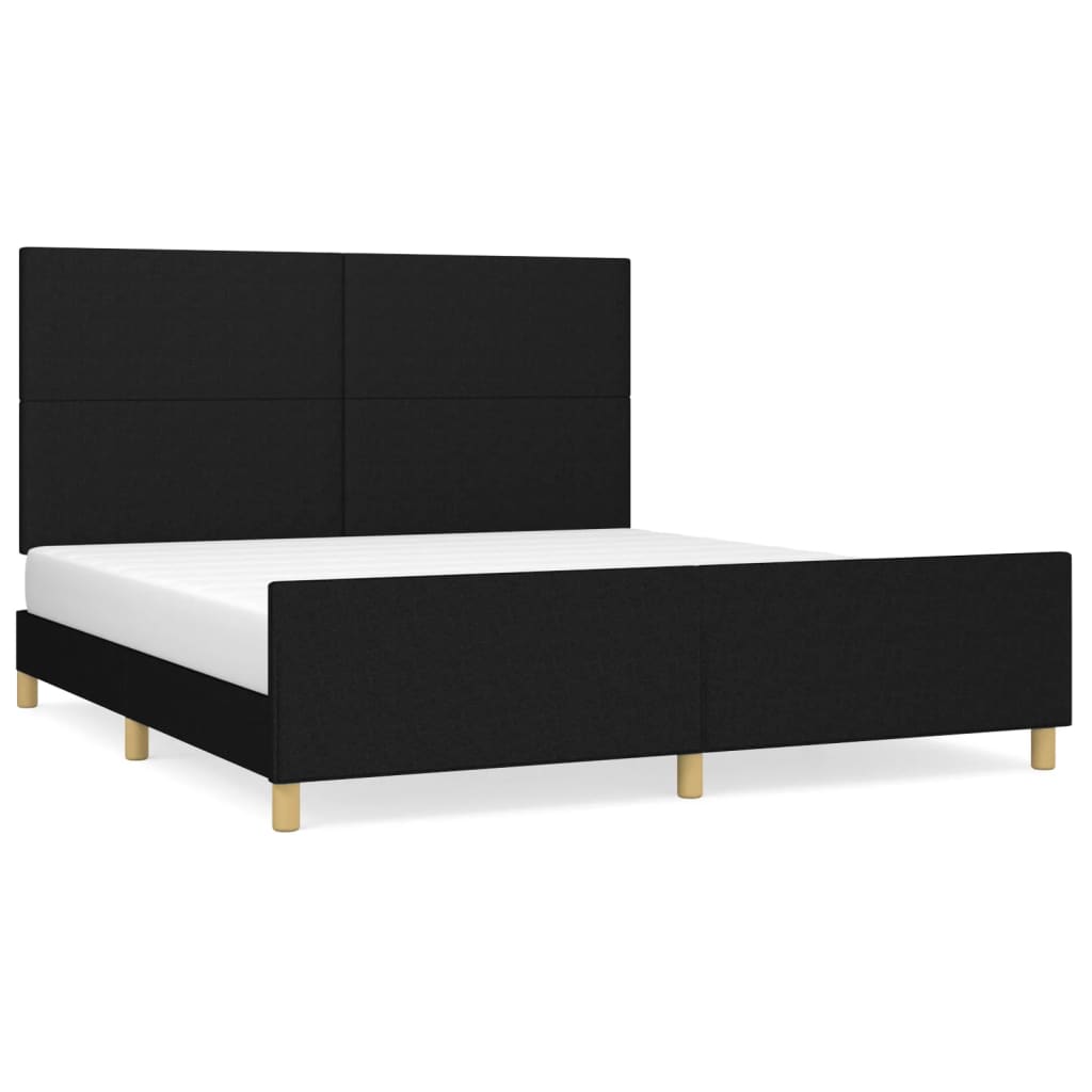 Bed frame with headboard black 160x200 cm fabric