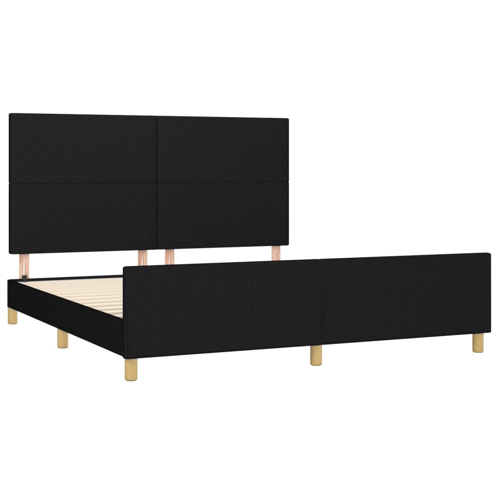 Bed frame with headboard black 160x200 cm fabric