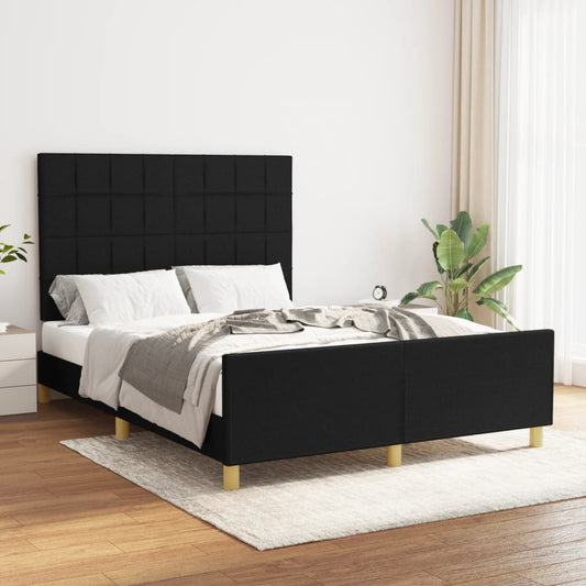 Bed frame with headboard black 140x200 cm fabric