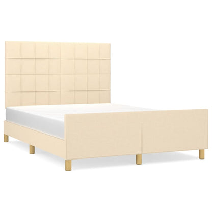 Bed frame with headboard cream 140x200 cm fabric