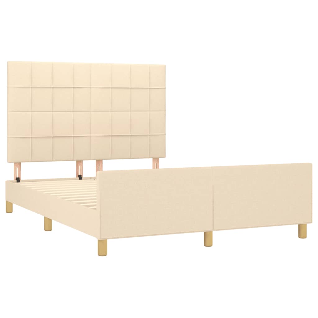 Bed frame with headboard cream 140x200 cm fabric