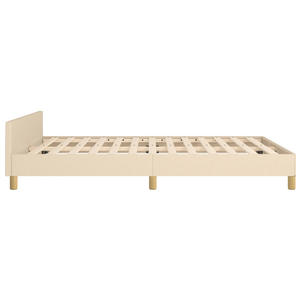 Bed frame with headboard cream 140x200 cm fabric