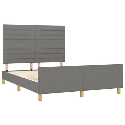 Bed frame with headboard dark grey 140x200 cm fabric