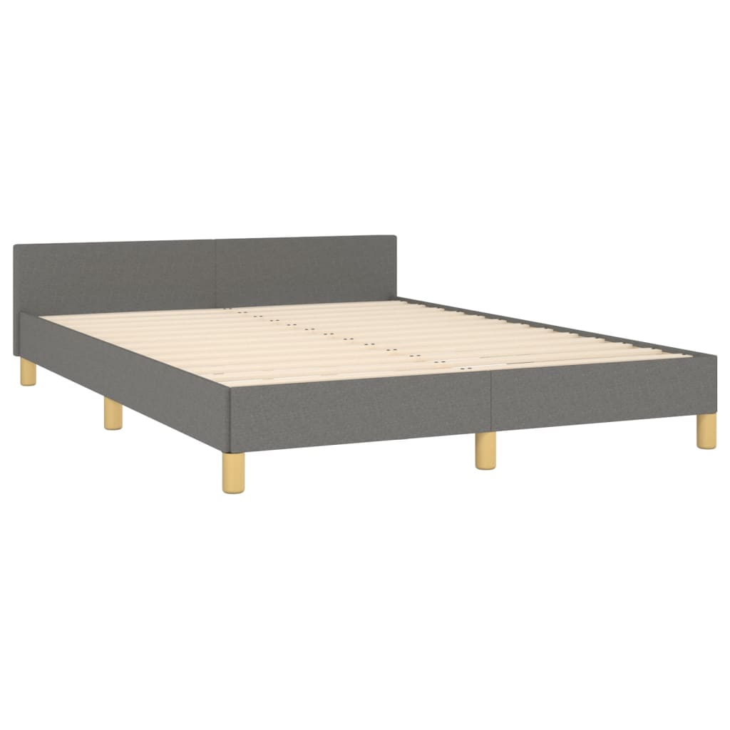 Bed frame with headboard dark grey 140x200 cm fabric