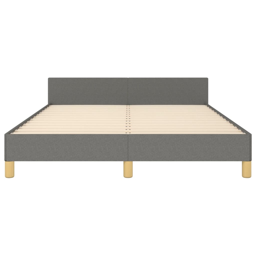 Bed frame with headboard dark grey 140x200 cm fabric