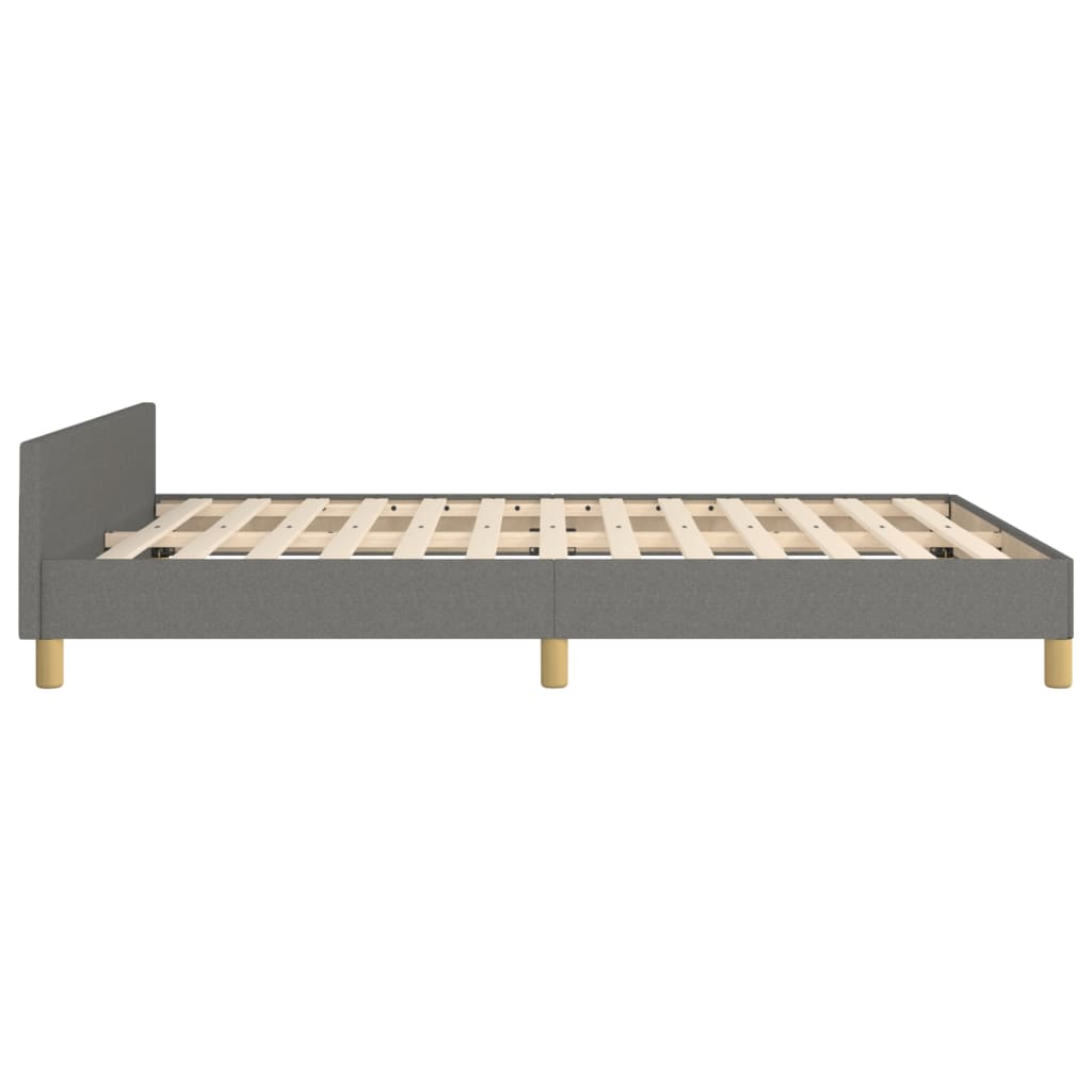 Bed frame with headboard dark grey 140x200 cm fabric