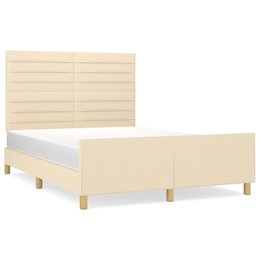 Bed frame with headboard cream 140x200 cm fabric